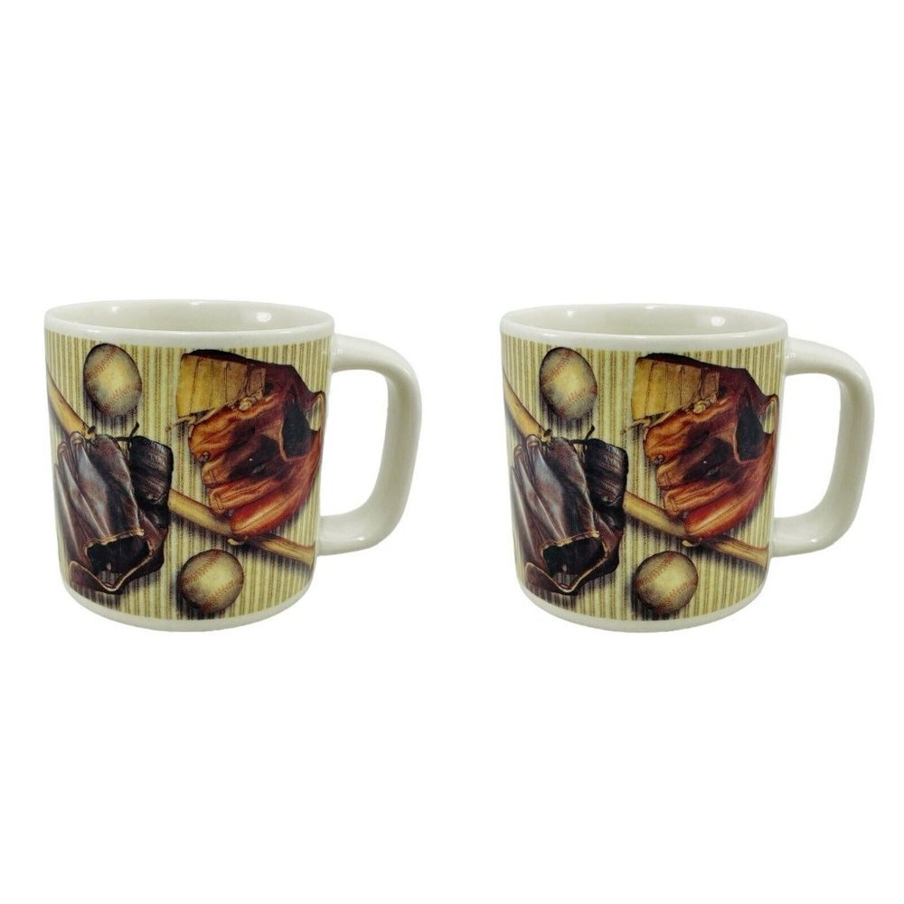 Russ Baseball Mug 12375 Set 2 Sports Player Athletic Team Coach Man Glove Helmet
